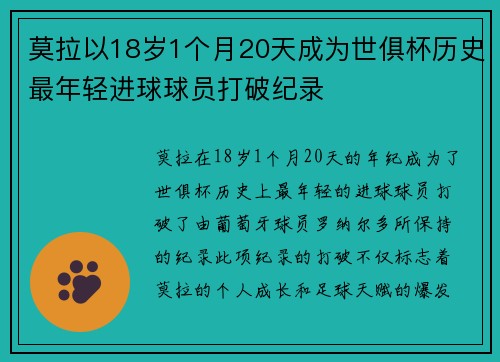 莫拉以18岁1个月20天成为世俱杯历史最年轻进球球员打破纪录